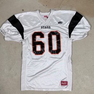 vintage 90's Rawlings Stags 60 Football Jersey Adult Large White Black V Neck